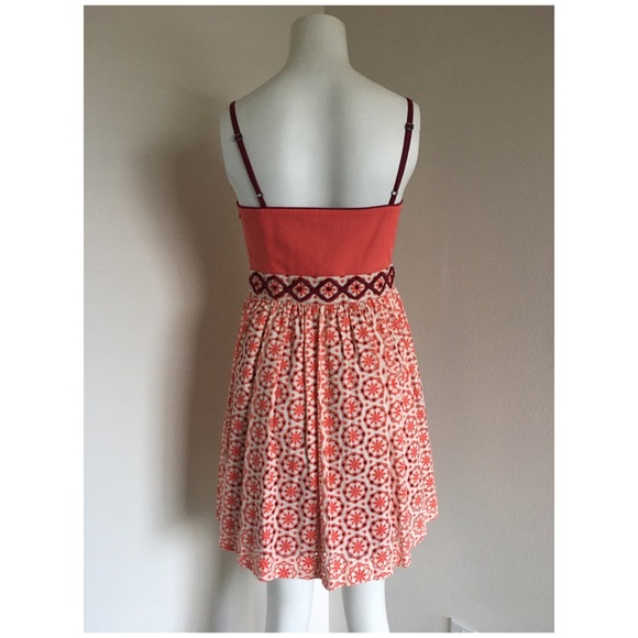 Fossil Retro Coral Burgundy Eyelet Lace Sun Dress - Picture 7 of 8